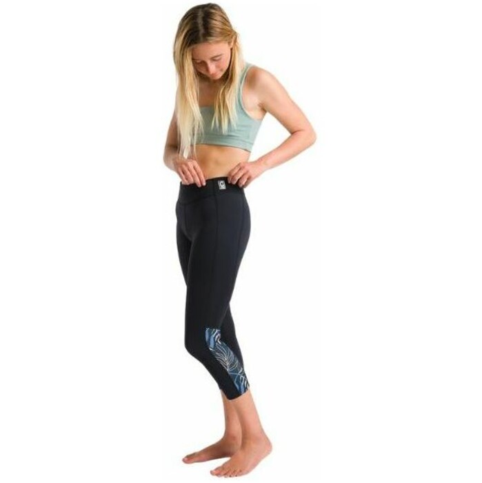 Skins Mujer Solace 1.5mm Flatlock 2024 C- 3/4 Wetsuit Leggings C-SO15LE34 - Raven Black / Tropical